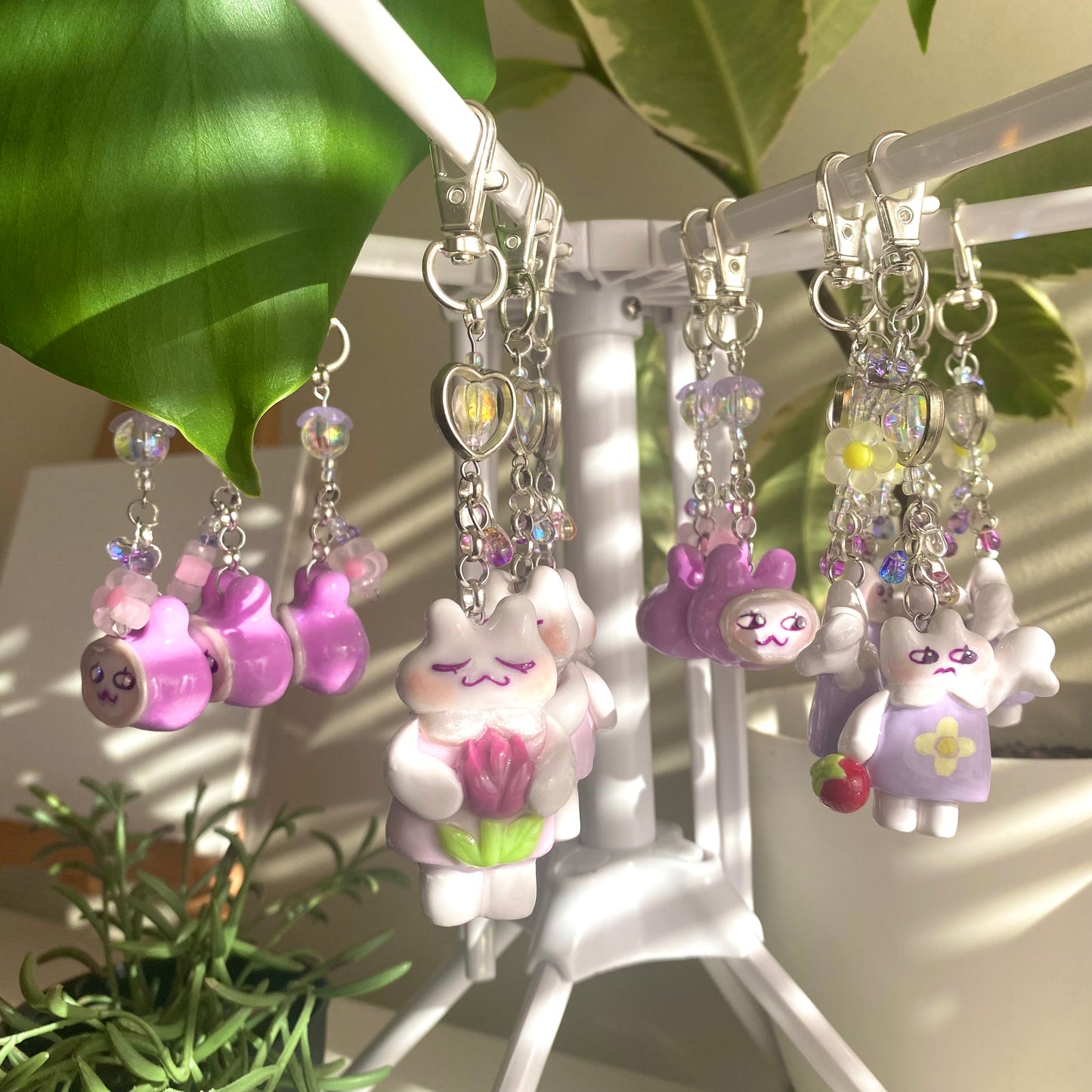 Sleepy Tulip Moss Polymer Clay Keychain