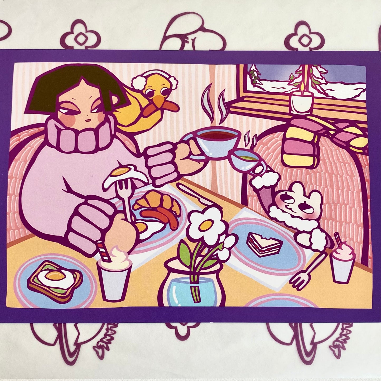 'Dinner Party' Double sided Postcard