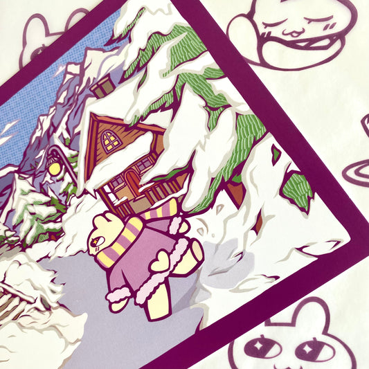 'Moss Snowy Day' Double sided Postcard