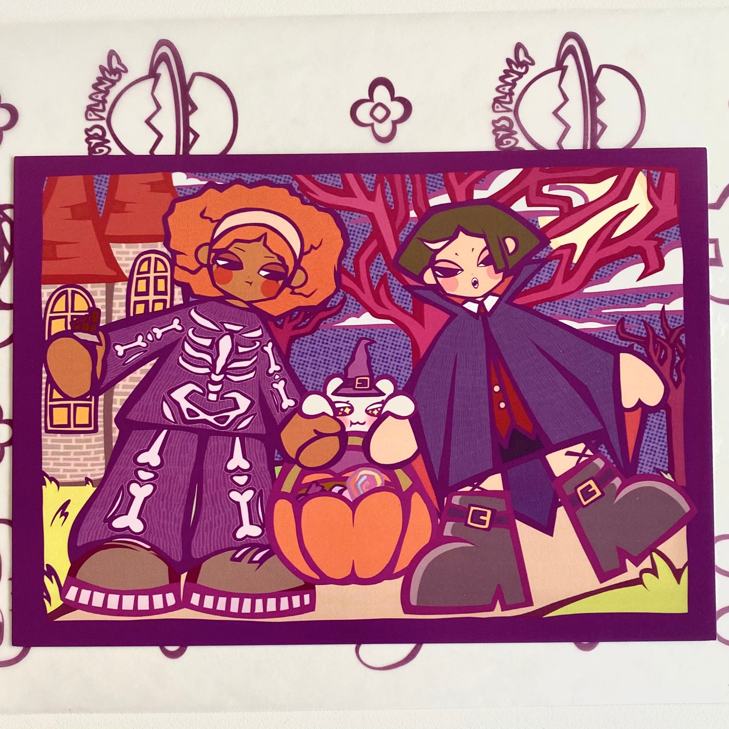 'Spooky Girls' Double sided Postcard