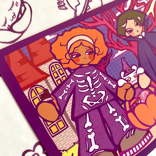 'Spooky Girls' Double sided Postcard