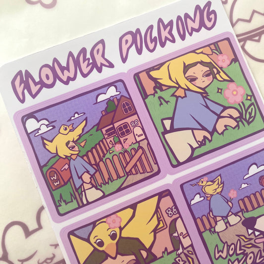 Flower Picking 001 Sticker Sheet